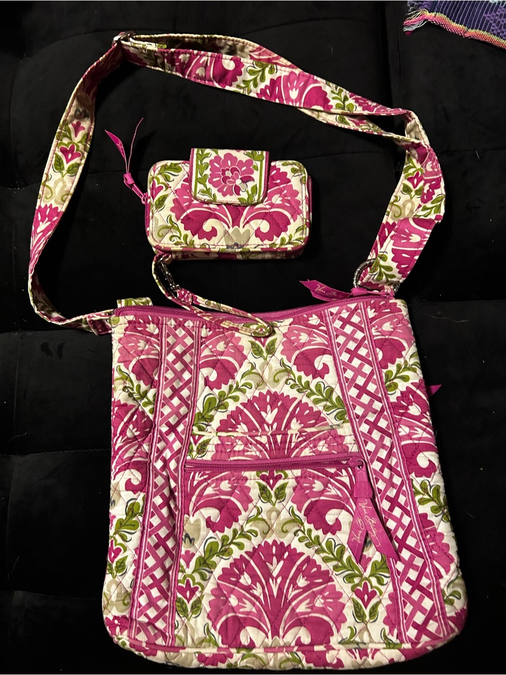 Vera Bradley purse and wJulep Tulip Quilted Pink Floral Crossbody Bag with Wriet